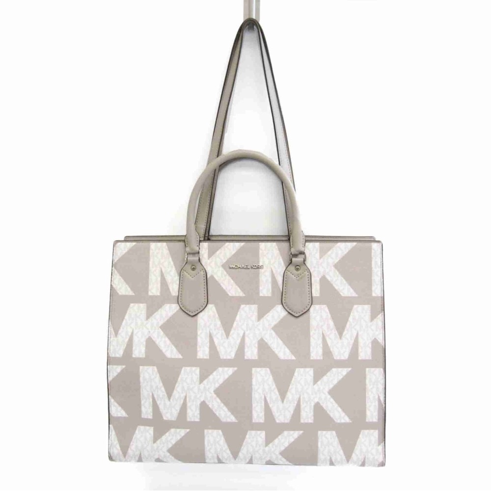 Michael Kors Large Graphic LOGO Tote MK White/Grey